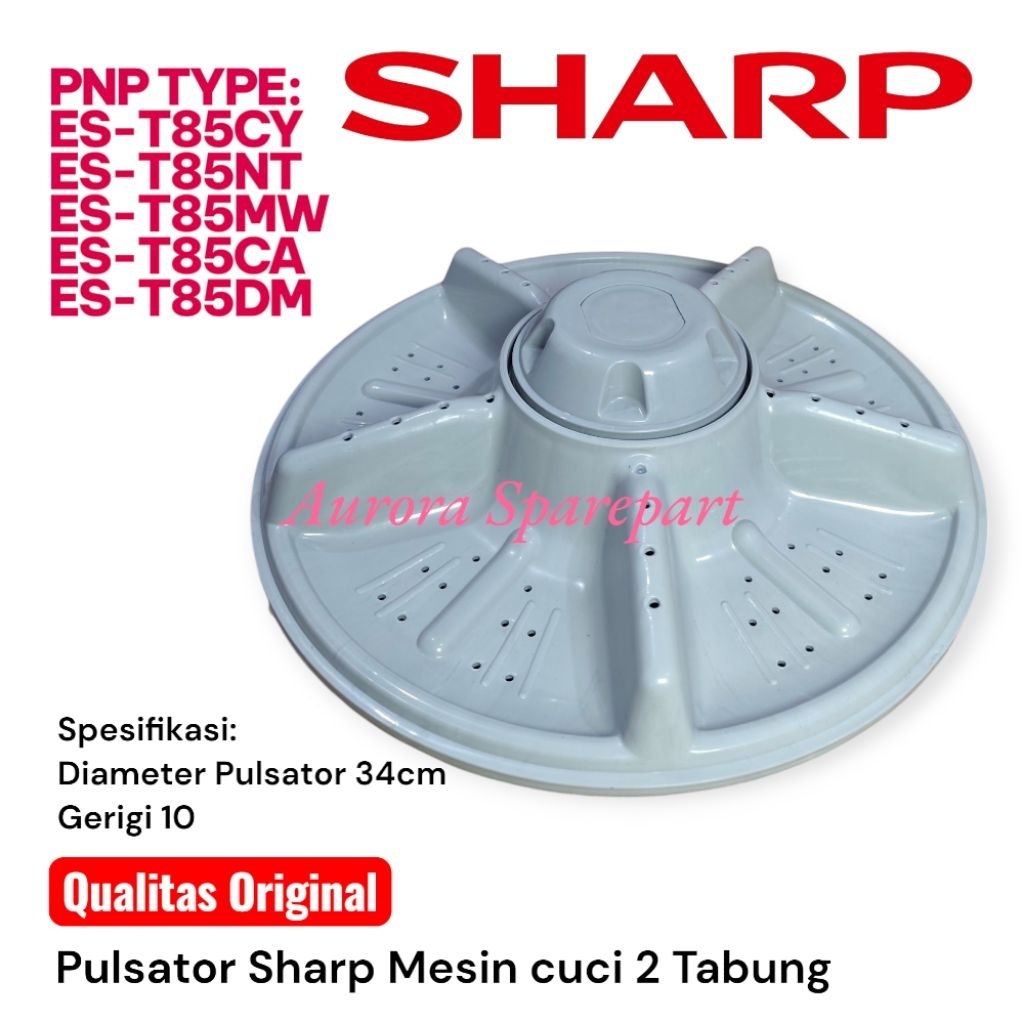 Pulsator Original Sharp 34cm Gigi 10 Mesin Cuci 2 Tabung ES-T85CY ES-T85NT ES-T85MW