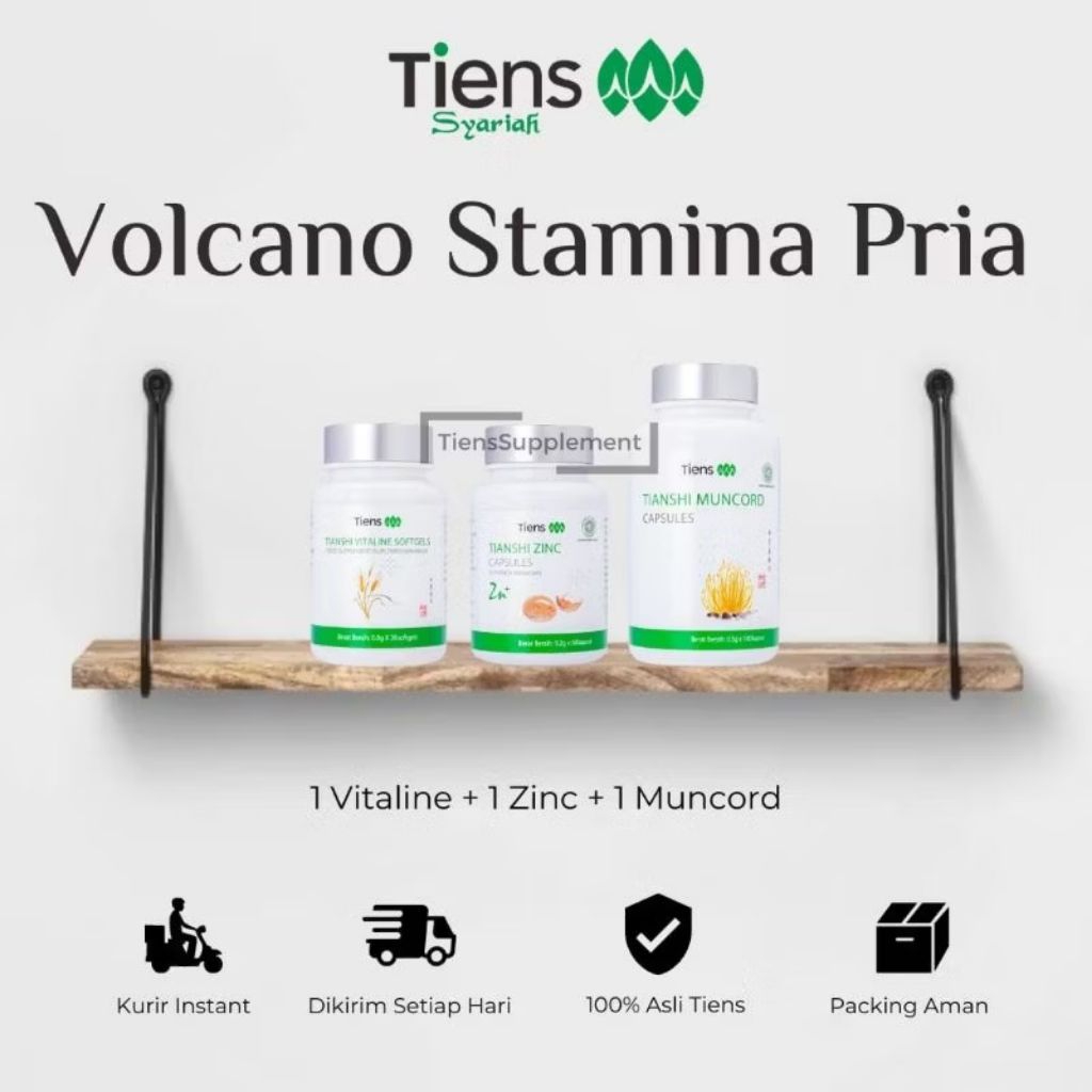 Paket Volcano Stamina Pria TCM Herbal China Fitofarmaka Tiens ( 1 botol Tianshi Muncord Cordyceps Ca