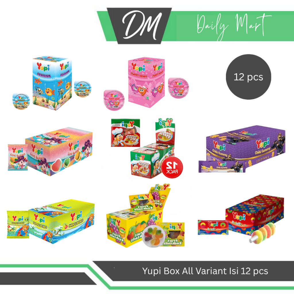 

Yupi Box Isi 12 Pcs All Varian - Permen Kenyal Original Aneka Rasa Enak Murah