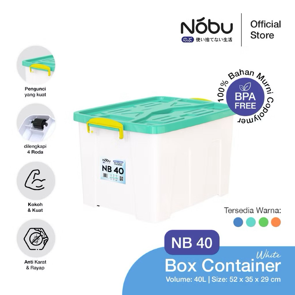 NOBU Smart Storage Container Box 40L Putih Susu Tempat Penyimpanan Dengan Tutup