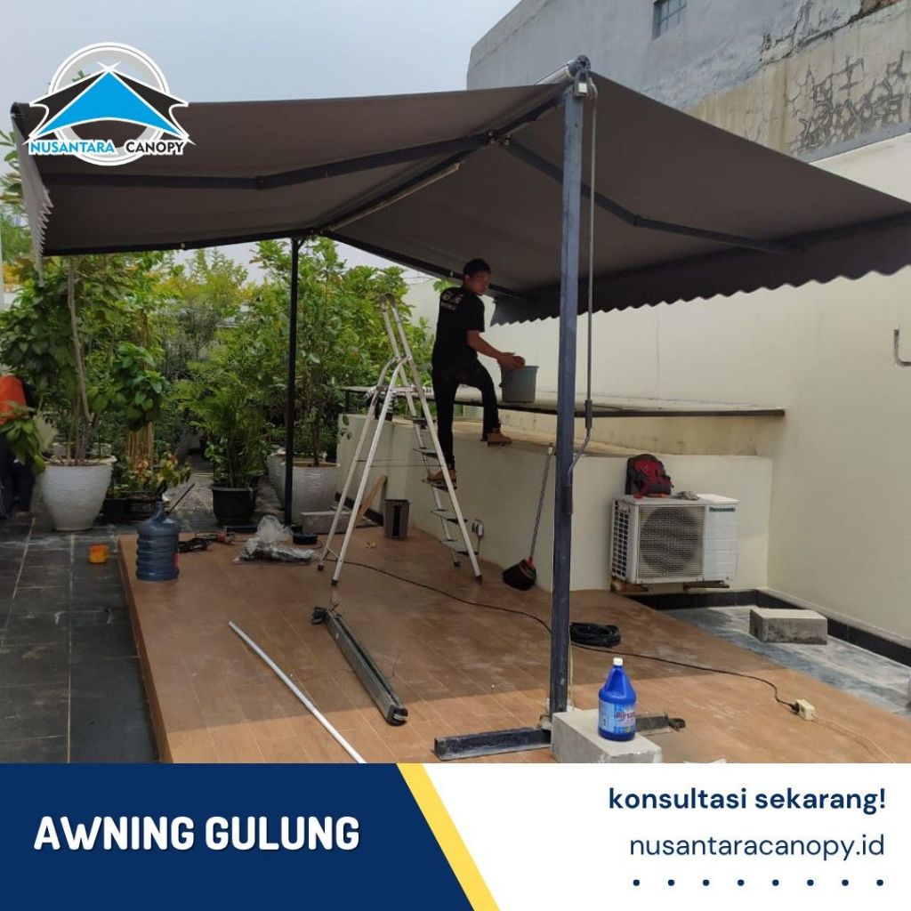 Canopy Lipat Awning Gulung Elektrik dan Manual Bergaransi Banten - Kanopi Buka Tutup Outdoor Murah