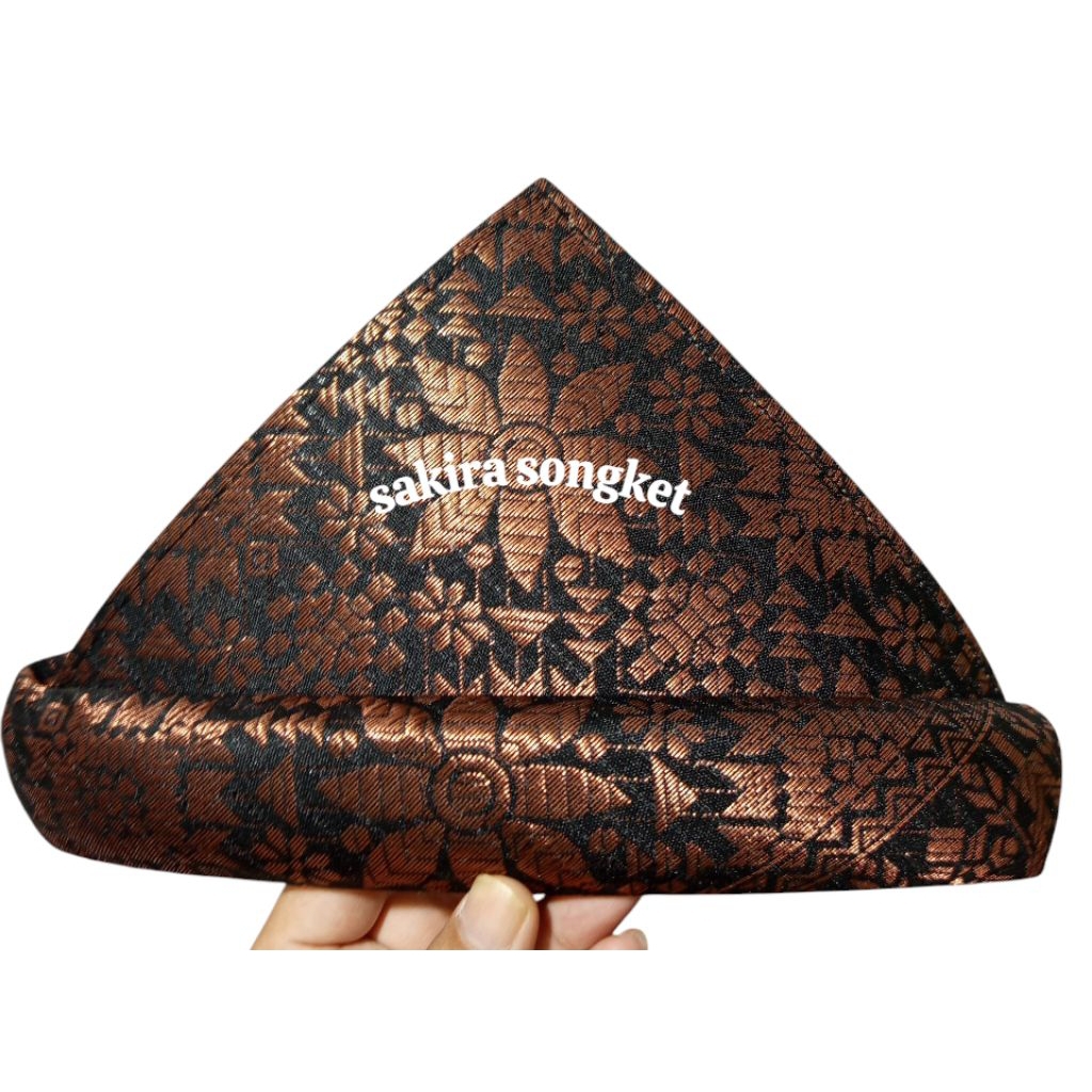 tanjak songket palembang melayu topi adat (T hitam tembaga)
