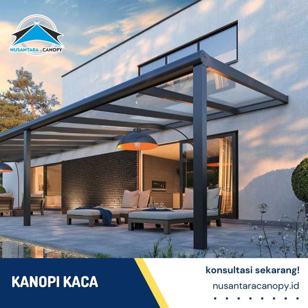 Kanopi Kaca Tempered Glass Carport Bergaransi - Canopy Atap Kaca 8 - 12mm Murah, Modern Minimalis