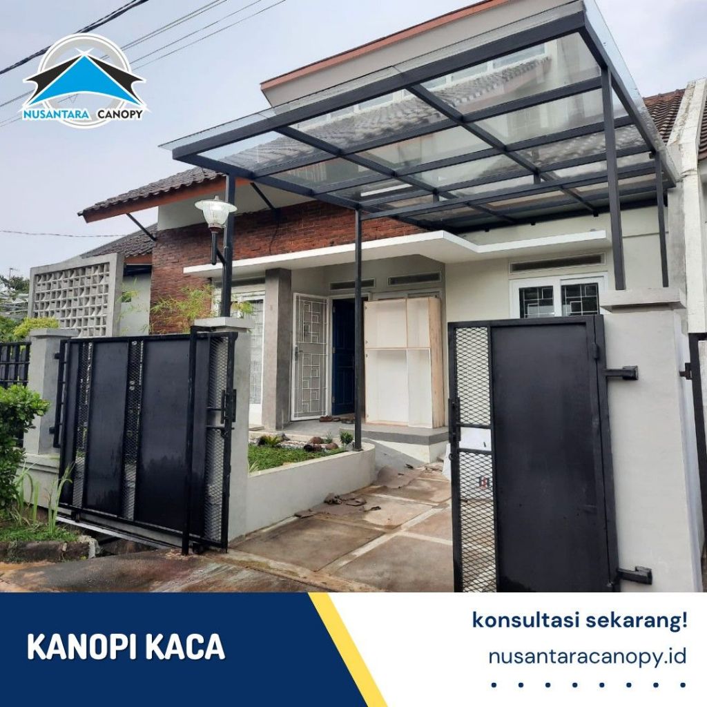 Kanopi Kaca Murah & Bergaransi Jakarta - Canopy Kaca Tempered Glass 8mm Conwood Carport Minimalis
