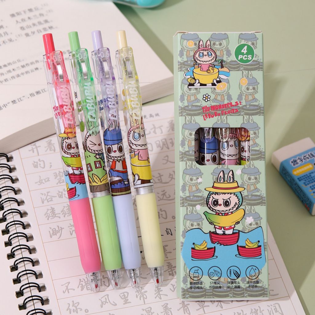 

ATK.SUKSES COD 6 Pcs Pulpen Gel Mekanik 0.5 MM Motif Labubu / Ballpoint Mekanik Labubu / Pen Gel