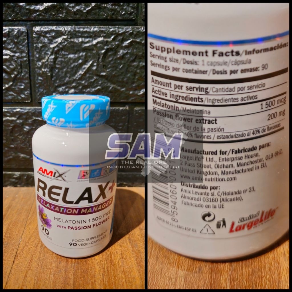 Suplemen Fitness AMIX Relax Plus Melatonin 90 kapsul Malang ZMA Sleep