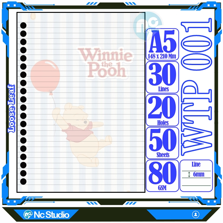 

Loose leaf Kertas binder A5 Isi 50 Lembar Polos karakter Winnie The Pooh Beruang Kuning icon lucu kartun autestic autestik Estetik Buku Refil isi ulang lucu warna warni bergambar garis Repil Vol-1