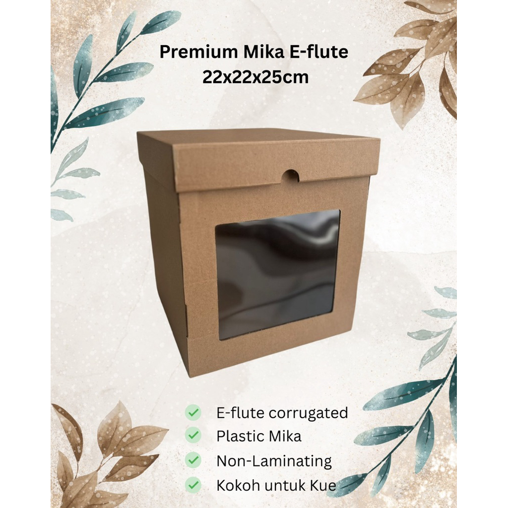 

KOTAKKU Box Kue Mika 22x22x25cm | Corrugated E-flute kotak kue, catering, hampers, ‘-@-‘/‘
