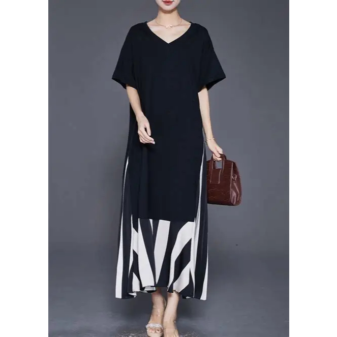 Maxi Long Dress Baju Terusan Wanita Lengan Pendek Vacation Bali Pantai Big Size Oversize Casual
