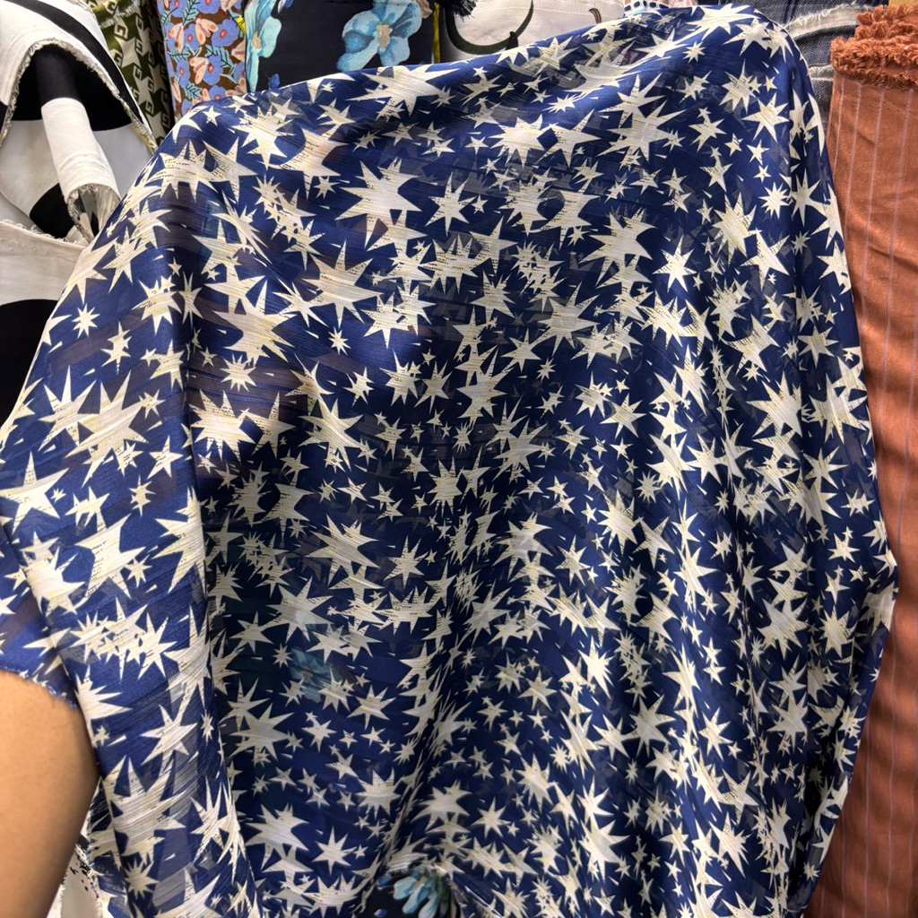 Kain Sifon Silk Motif Stars – Kain Adem & Jatuh, Cocok untuk Gamis & Dress lq