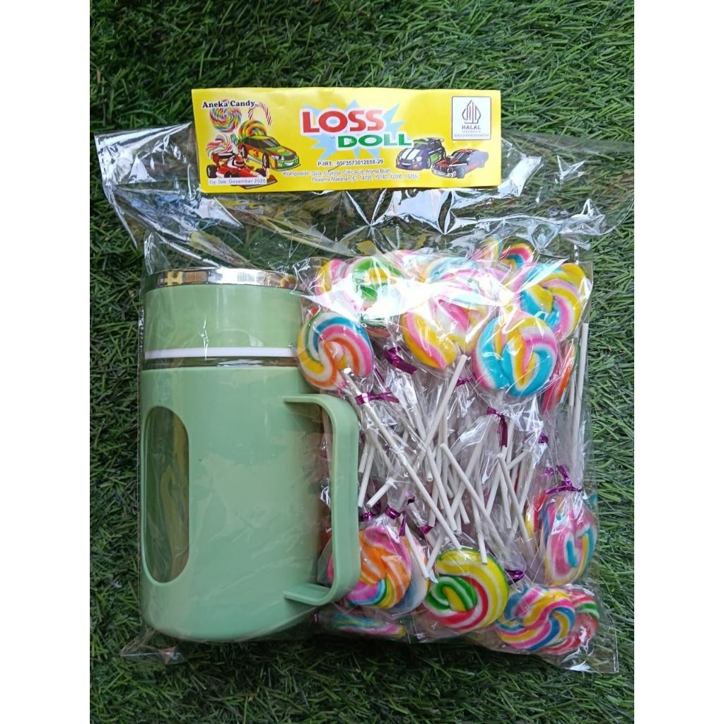 

lolipop berhadiah MUG JAR loli isi 60 biji