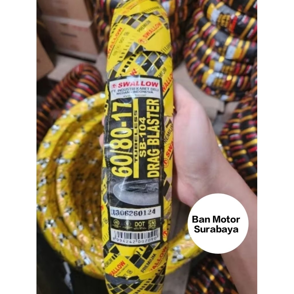 Ban Gundul Ban Swallow 60/80-17 Drag Blaster SB-104 Ban Gundul Ban Balap Ban cacing Tubeless Slick