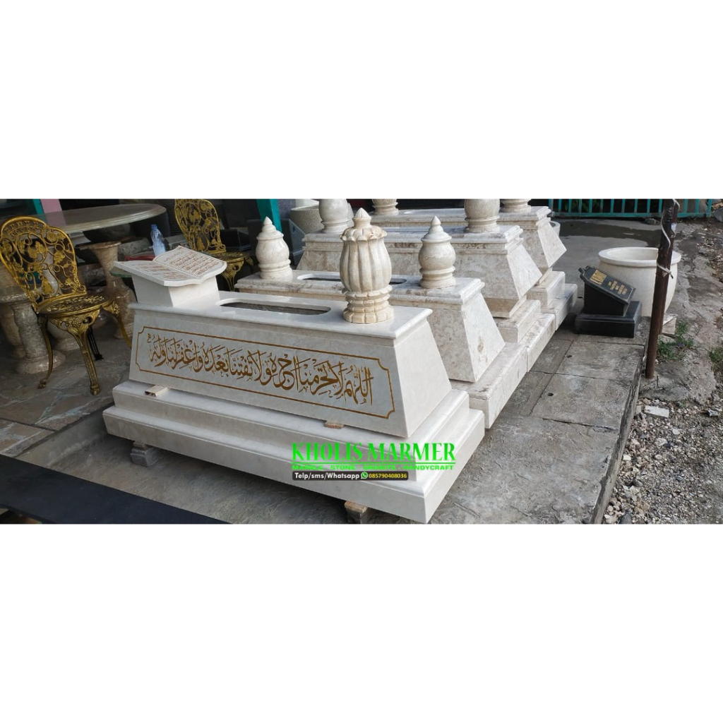 Kijing Makam Batu Marmer Putih Full Ukiran Arab