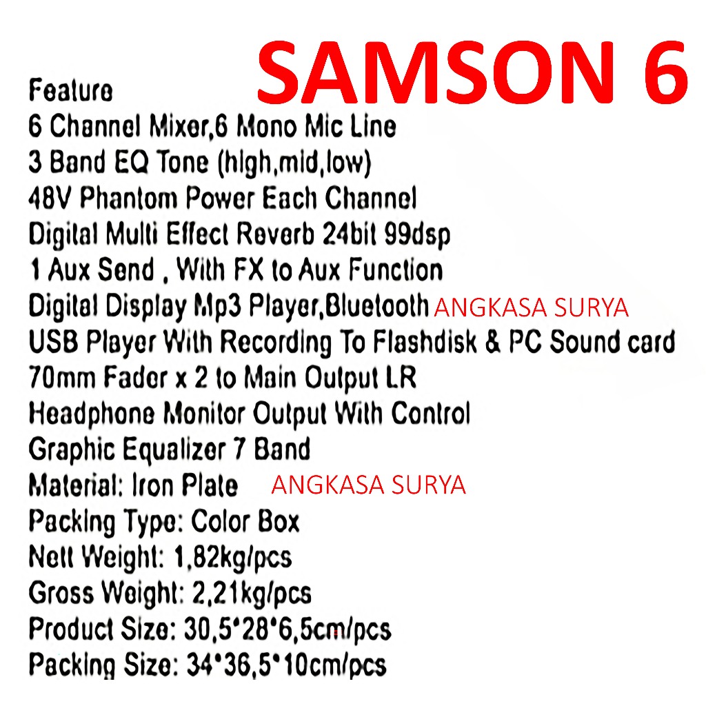 Mixer Audio Ashley Samson 6 Original/ Mixer Ashley Samson6