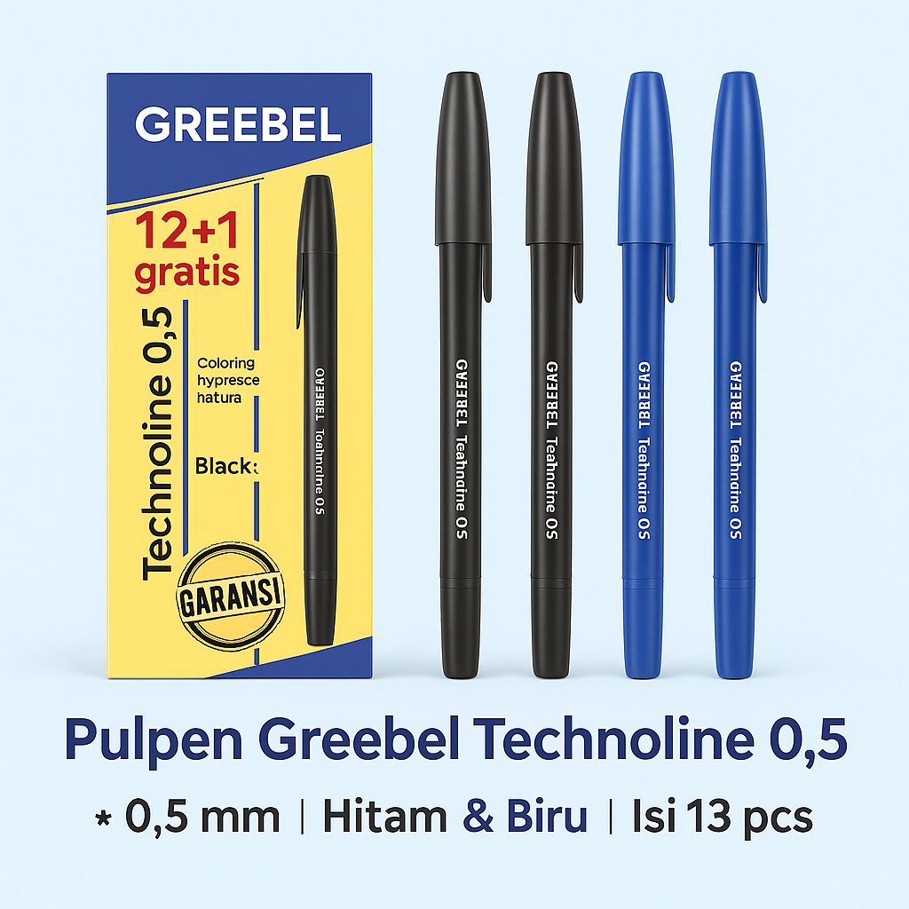 

GREEBEL 0.5mm Gel Pen 12 Pcs Pulpen Greebel Alat Tulis Tebal