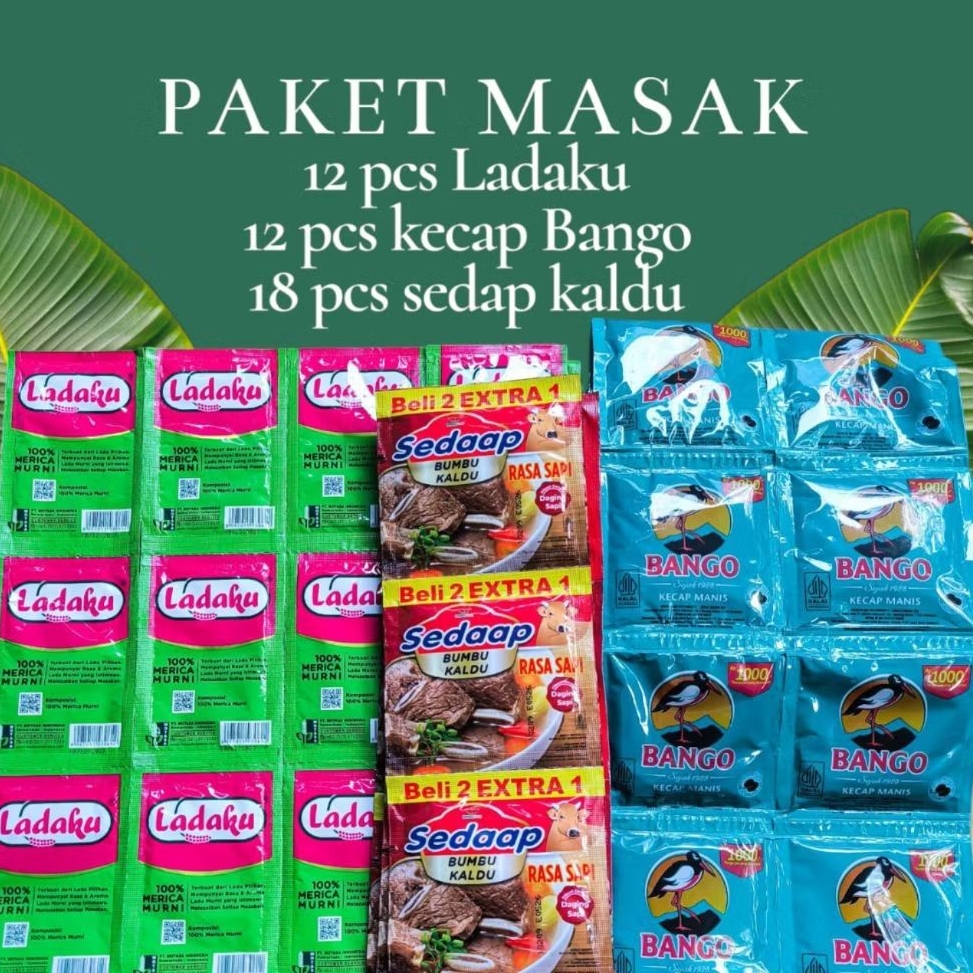

PAKET MASAK 18Pcs sedap kaldu ayam/Sapi + 12Pcs Ladaku + 12Pcs Kecap Bango Masakan Penyedap Instan