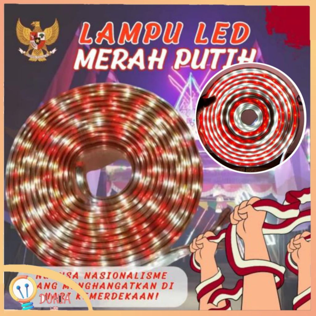 LAMPU LED STRIP SELANG 2835 RGB WARNA WARNI DAN MERAH PUTIH + ADAPTOR