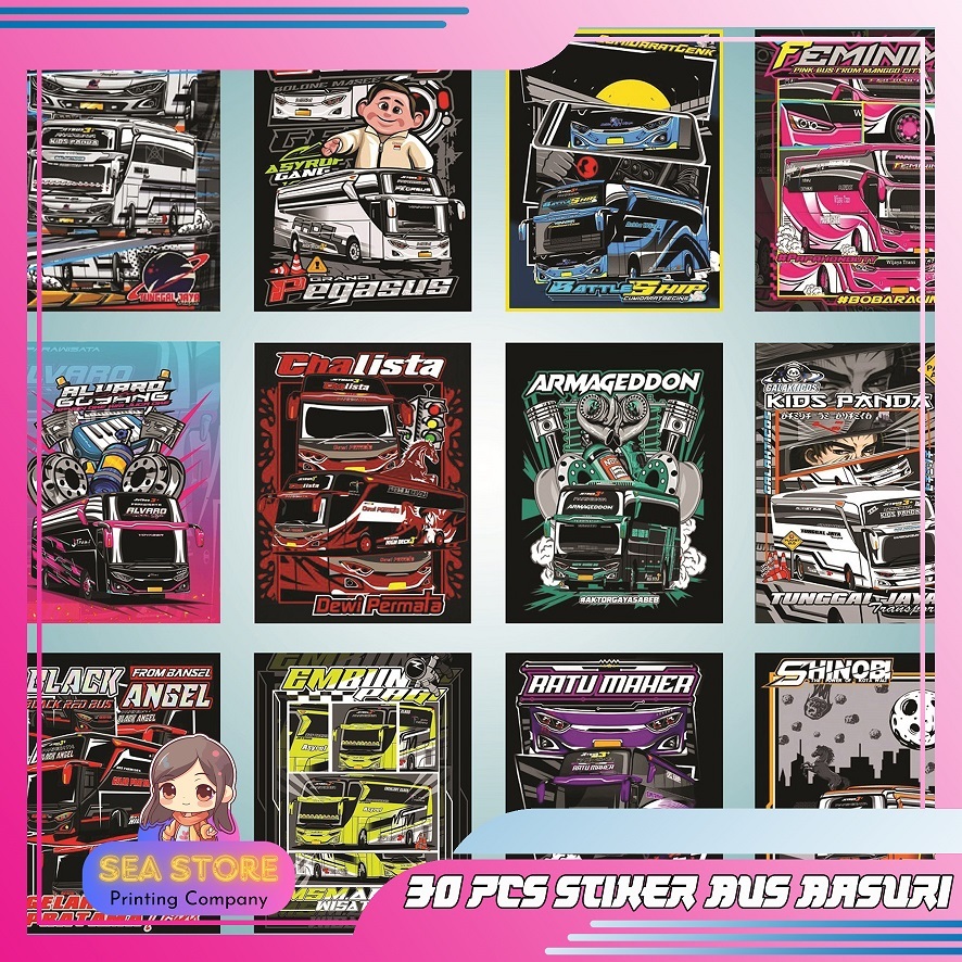 

(30PCS) STIKER BUS BASURI/BUS TELOLET VIRAL MURAH / Sticker Bus Telolet Basuri
