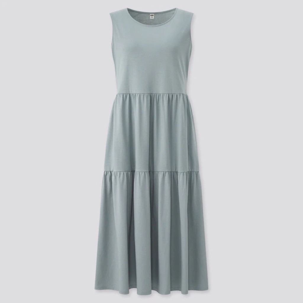 Uniqlo Dress Gaun Panel Katun Lembut Tanpa Lengan
