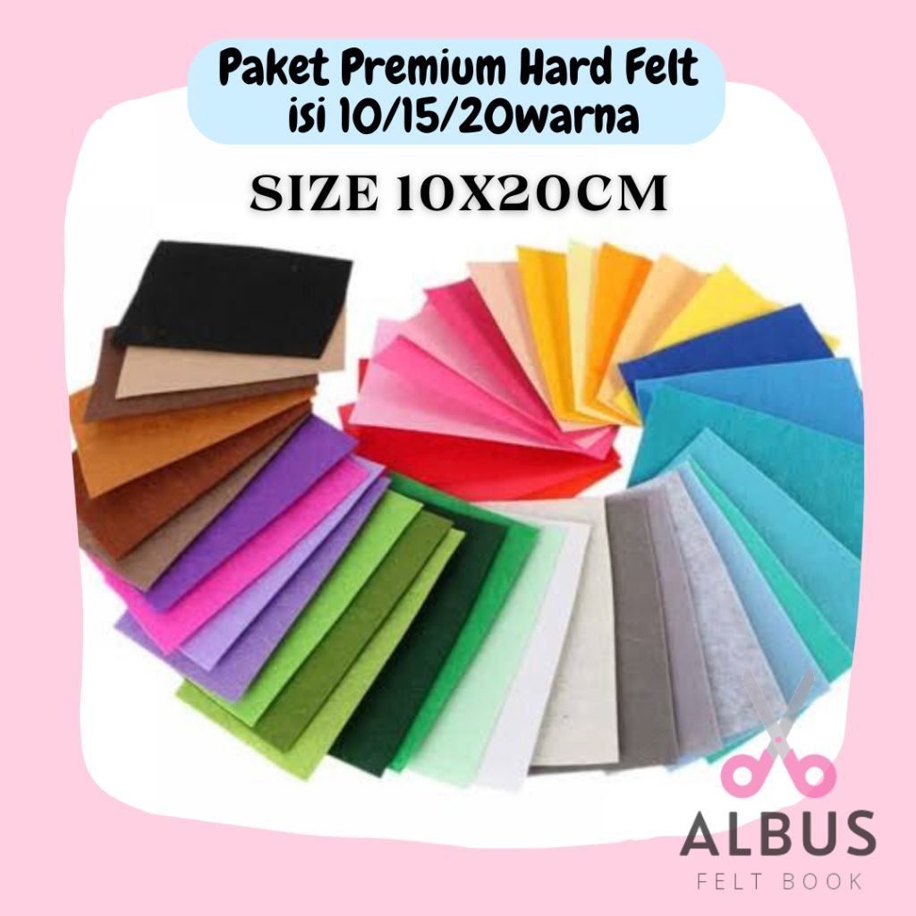 

Paket Korean Hard felt isi 10/15/20 warna size 10x20cm