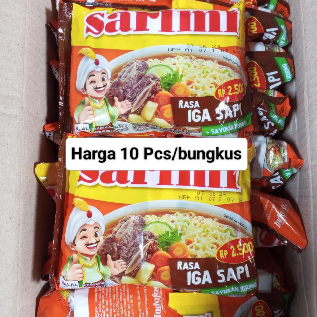 

MIE SARIMI - Harga 10 pcs/bungkus Mie Sarimi Iga sapi @70gr