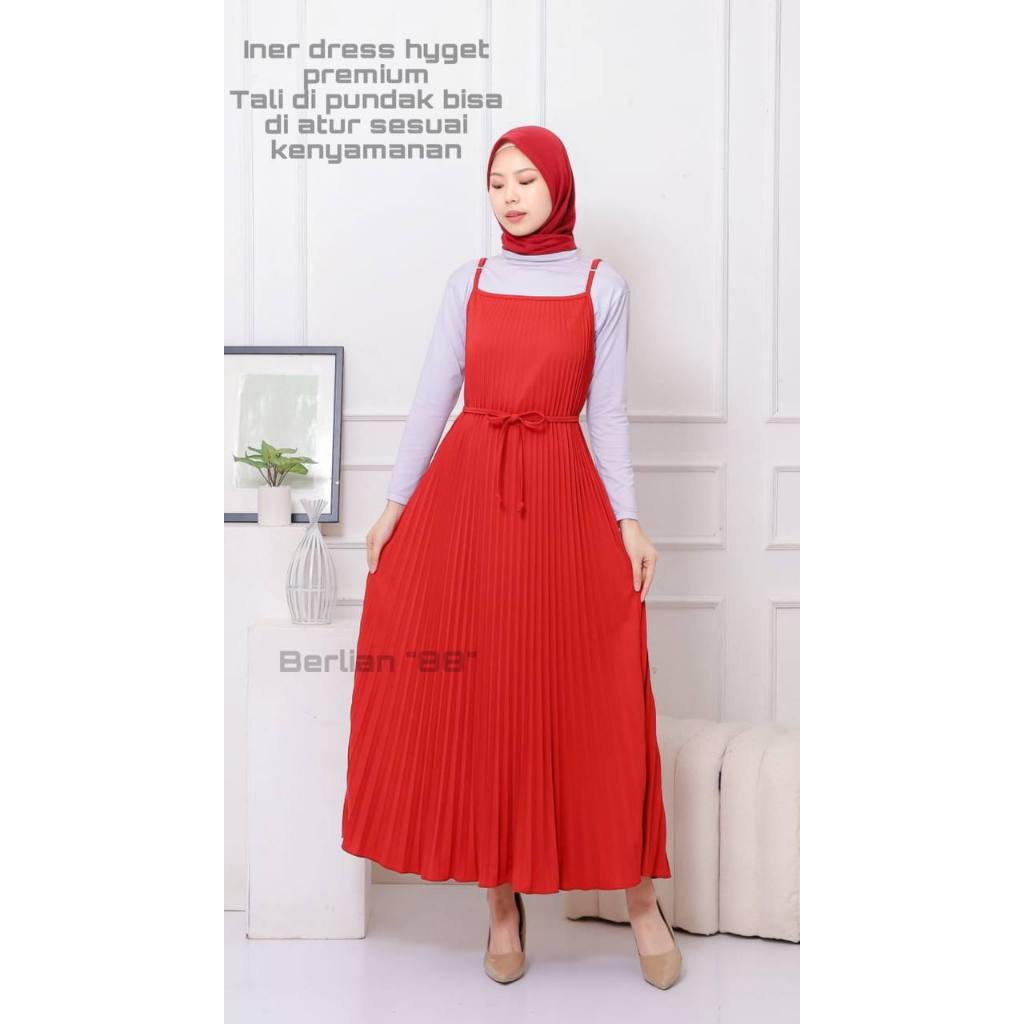 Inner Dress Merah Tanpa Lengan 17an – Hyget Premium LD 120 Tali Adjustable