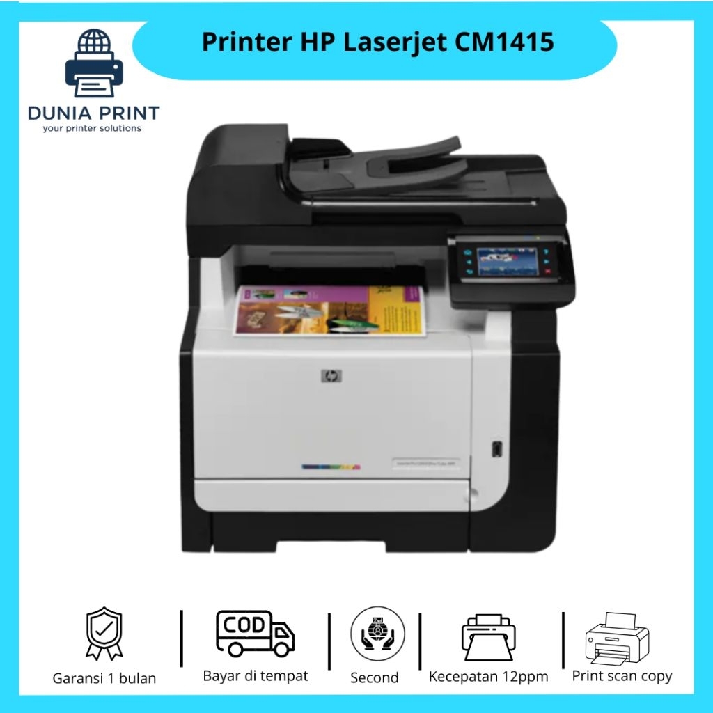 Printer HP Laserjet CM1415FN Color printer bekas fotocopy warna