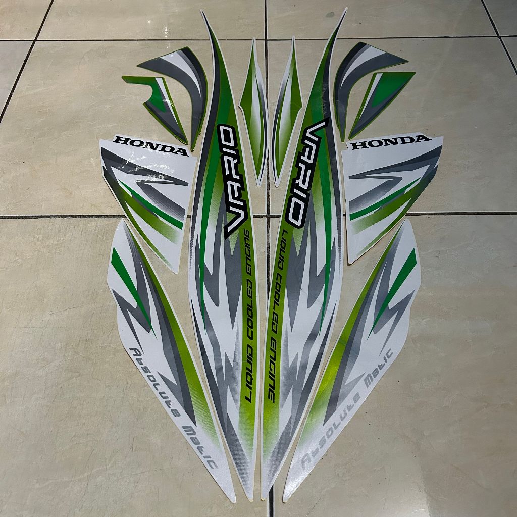stiker striping honda vario 110 karbu 2012 2013 putih hijau lis body standar berkualitas original