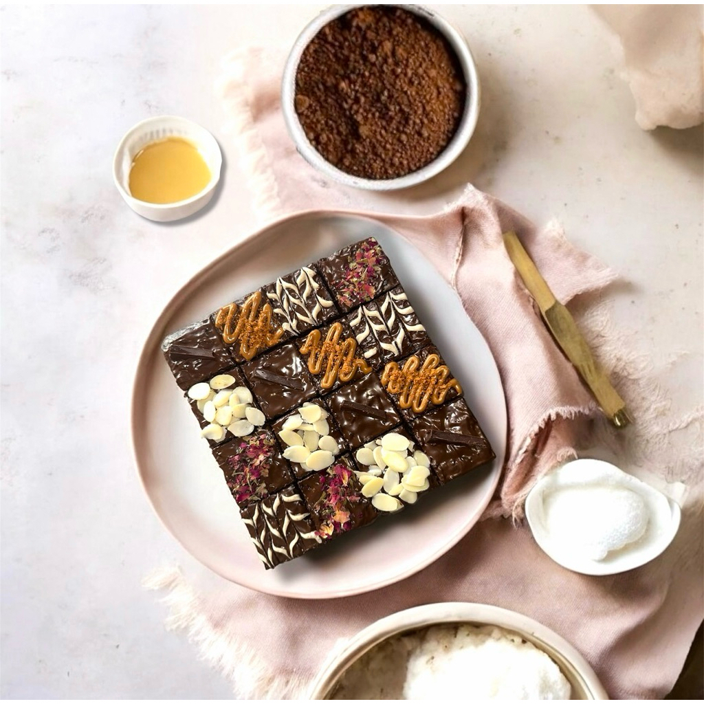 

Fudgy Steamed Brownies - Signature Mix 20cm x 20cm (16 Pieces Big Size Bites)