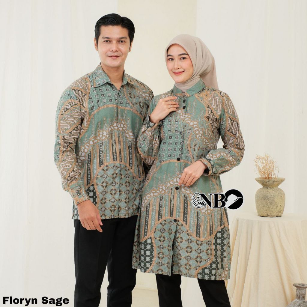 Batik Couple Tunik Kemeja Batik Couple Kerja Bahan Katun Premium