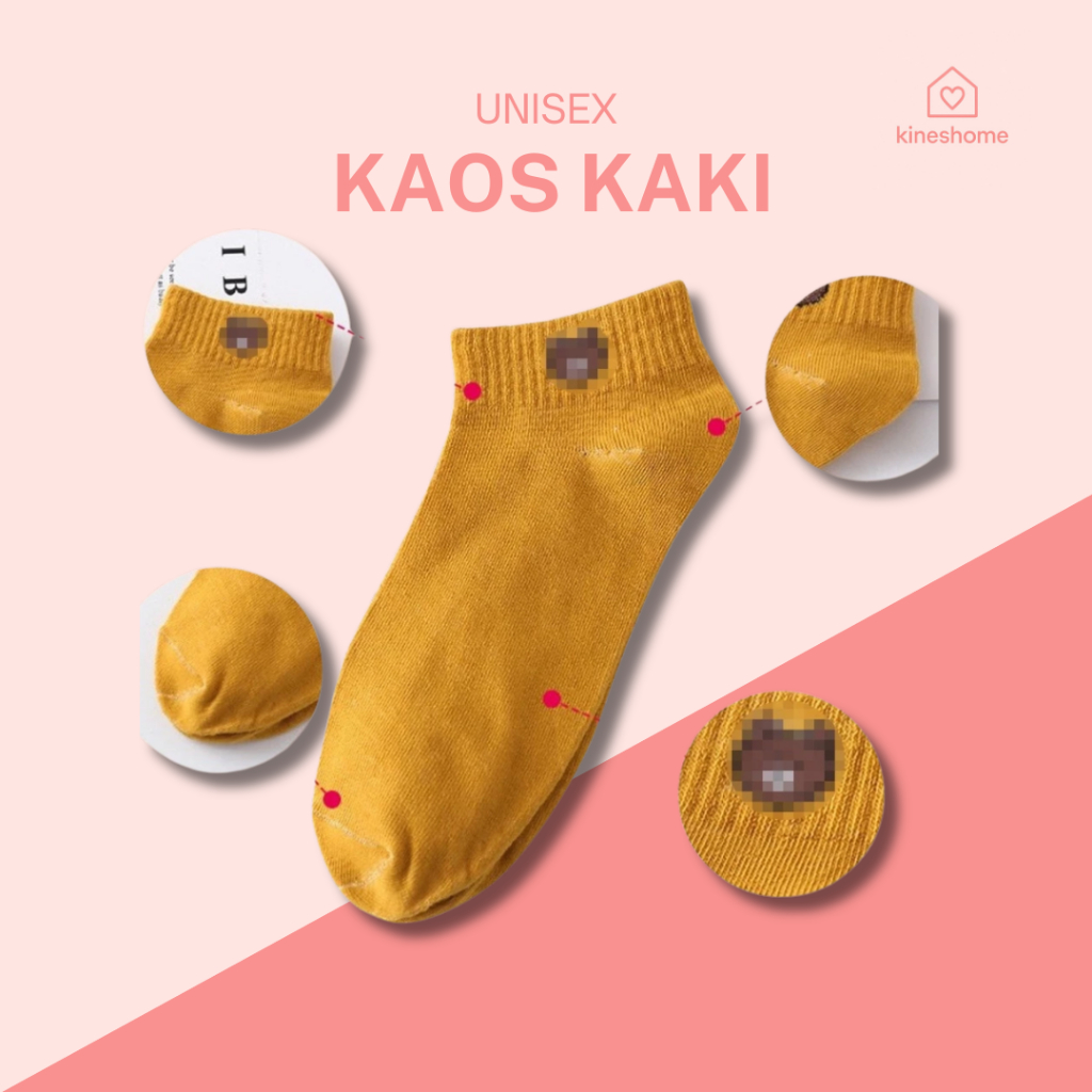 Kaos Kaki Bear 1 Pasang | Motif Lucu Random Unisex | Stocking Hitam Polos Pendek Wanita Pria