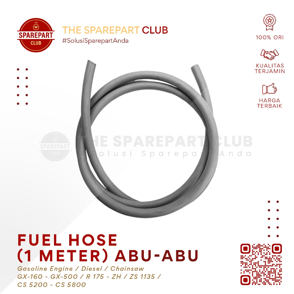 Selang Bensin 1 Meter Abu Abu Mesin Engine GX160 GX 160 200 270 390 420 460 500 Diesel R175 R 175 18