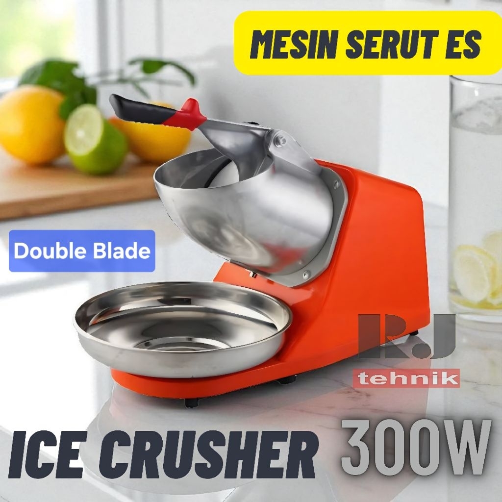 Mesin Serut Es Batu Salju Listrik Double Blade Ice Crusher Gilingan Es Salju 2 Mata Pisau