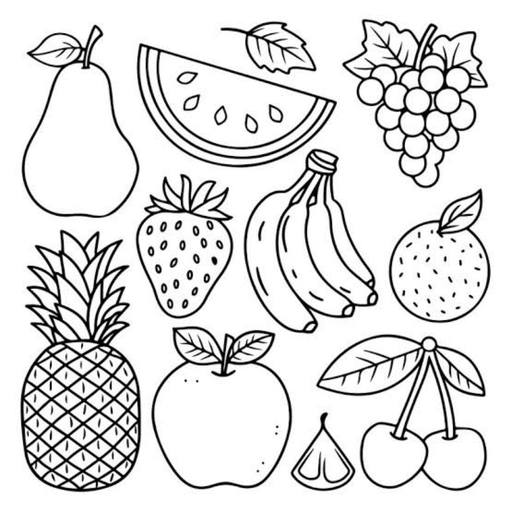 

20 Lembar Gambar Mewarnai Tema Buah Buahan Ukuran A4