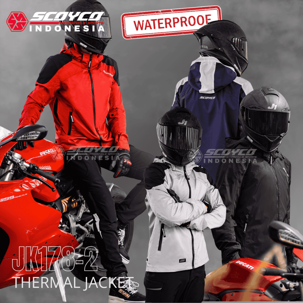 Jaket Motor 2 in 1 Waterproof Double Layer + Inner Thermal Hoodie Warrior 2 Scoyco JK178-2