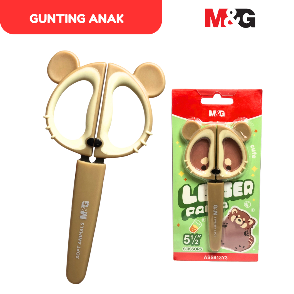 

M&G Scissors / Gunting Anak Lesser Panda Gunting Pemotong Warna Soft Motif Animal Semi Stainless #ASS913Y3 - SATUAN - SHESB