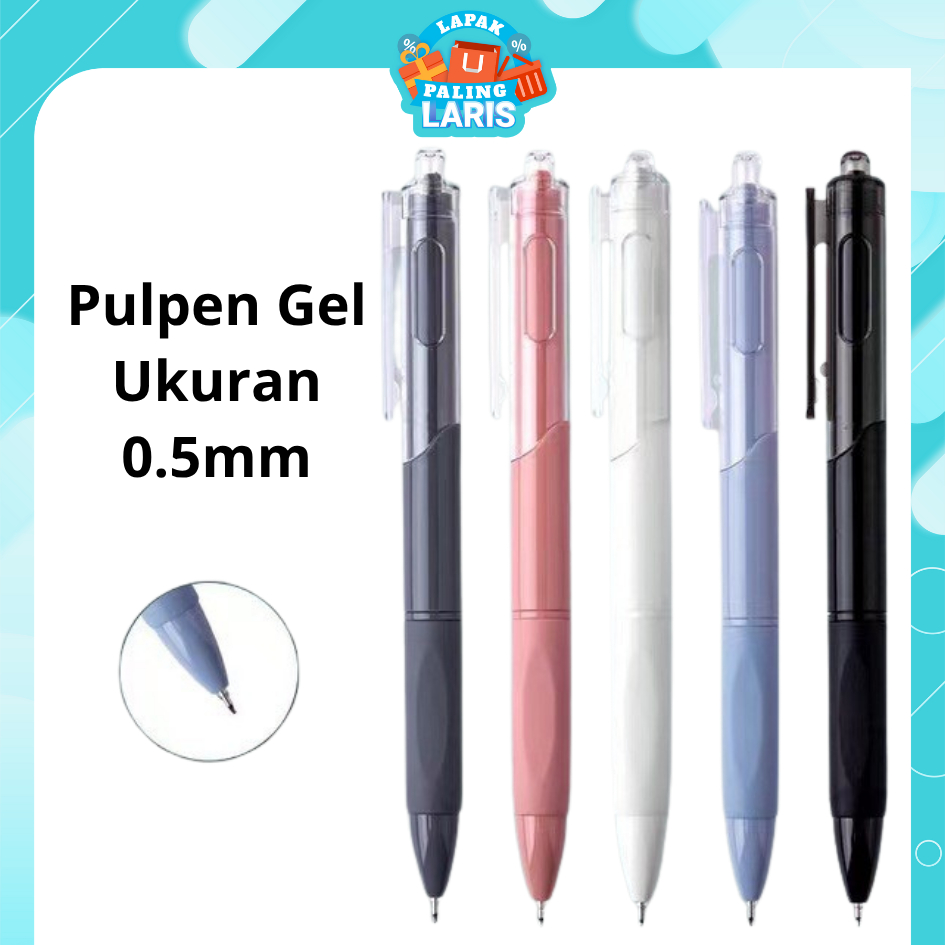 

LPL Pulpen Gel Retractable 0.5mm Pena Cetekan Warna Polos Tinta Hitam Pena Aesthetic Cepat Kering Pen Tinta Gel Mekanik Ujung Lancip Bolpoin Cetek Alat Tulis Kantor Cute Ballpoint School Stationery ATK Murah
