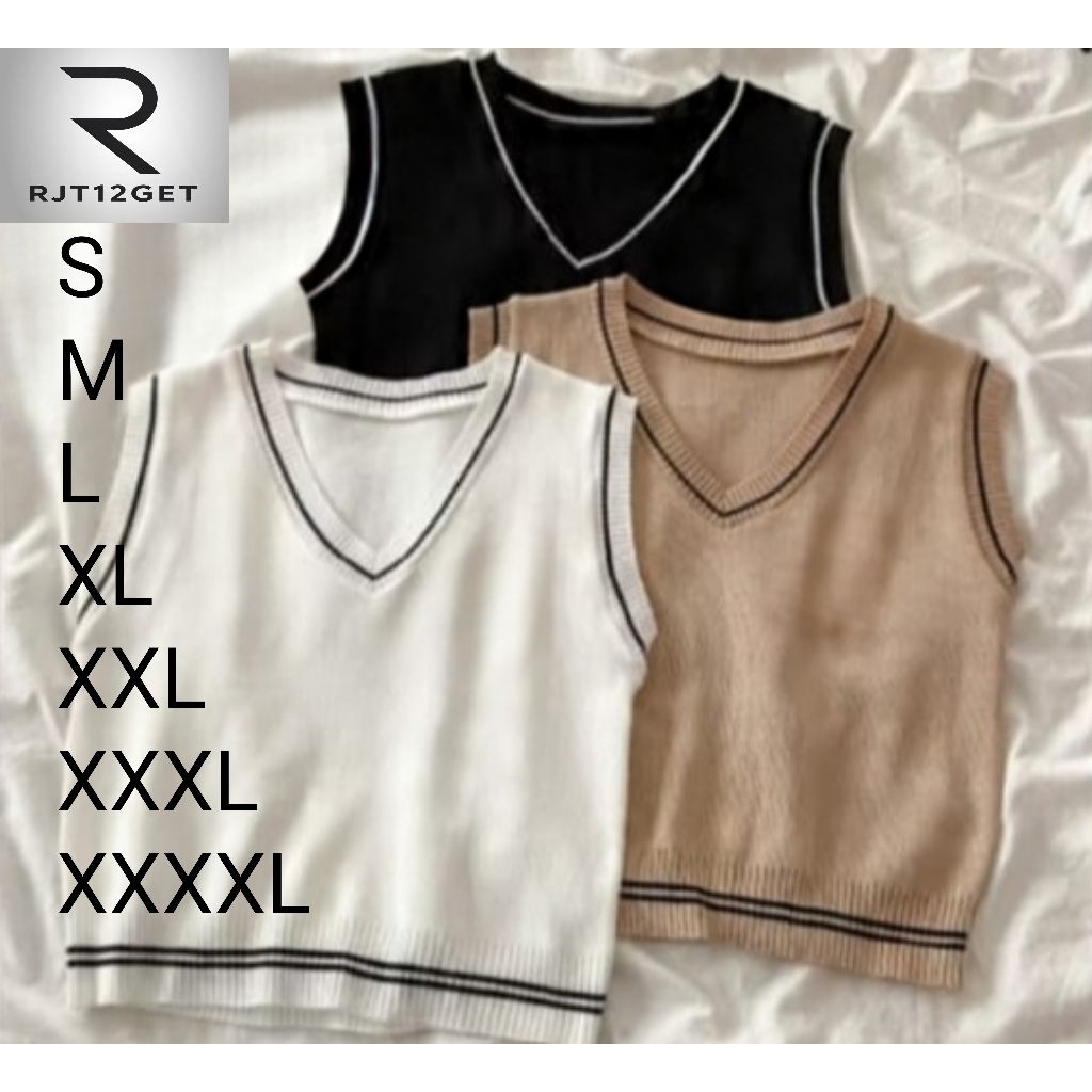 Vest Rajut Crop Wanita Jumbo  LD 85 / 95 / 110 / 120 / 130 / 140 / 150 Rompi Rajut Big Size