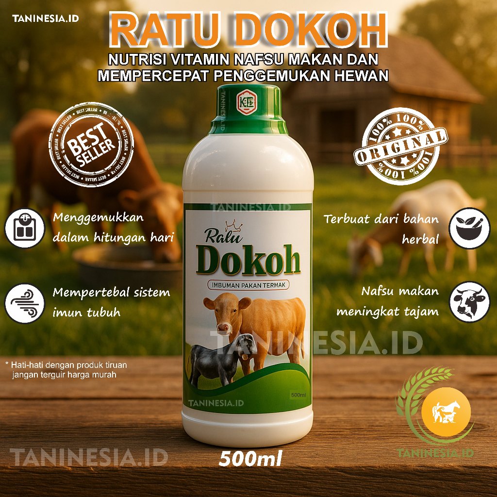 PENGGEMUK HEWAN TERNAK DOKOH PENAMBAH NAFSU MAKAN SAPI VITAMIN NUTRISI KAMBING 500ML RATU DOKOH