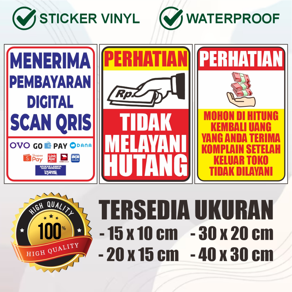 

bundle stiker menerima pembayaran digital - tidak melayani hutang - hitung kembalian