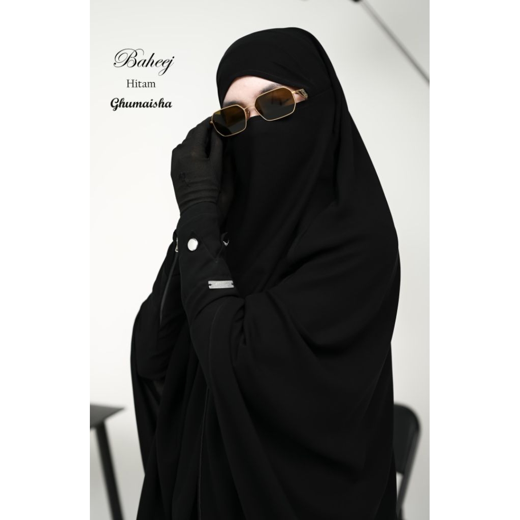 gamis syar'i abaya baheej warna hitam by ghumaisha collection