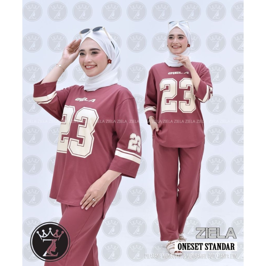 SETELAN ZIELLA//SETELAN STANDAR KAOS POLOS COMBED SABLON//ONESET ZIELA