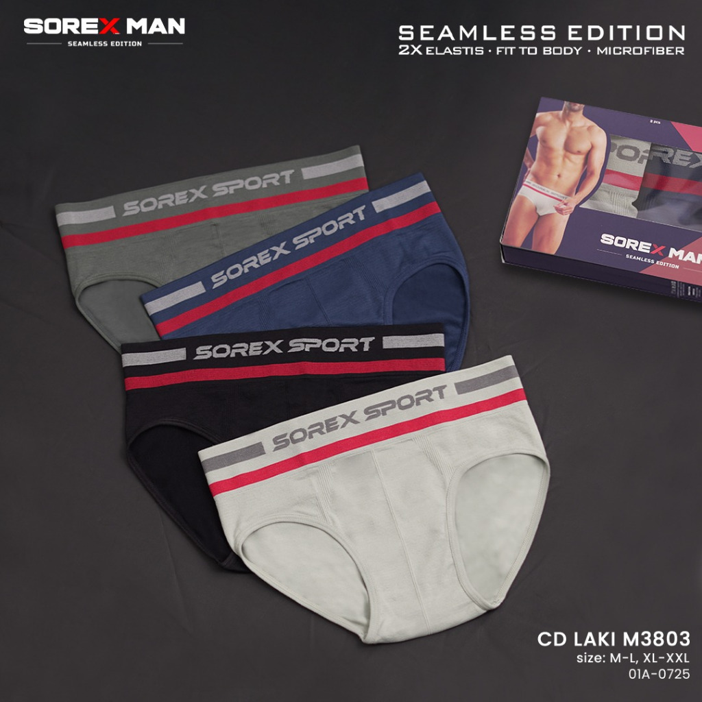 2 PCS CELANA DALAM PRIA SOREX CD PRIA SPORT SEAMLESS SOREX M3803 M3903