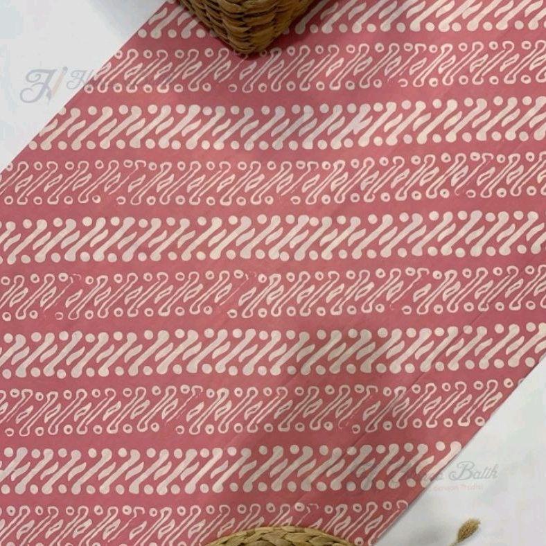 Kain Batik Cap Original Series Dusty Pink - Batik Salem Pink Muda Modern Elegan - Batik Wanita