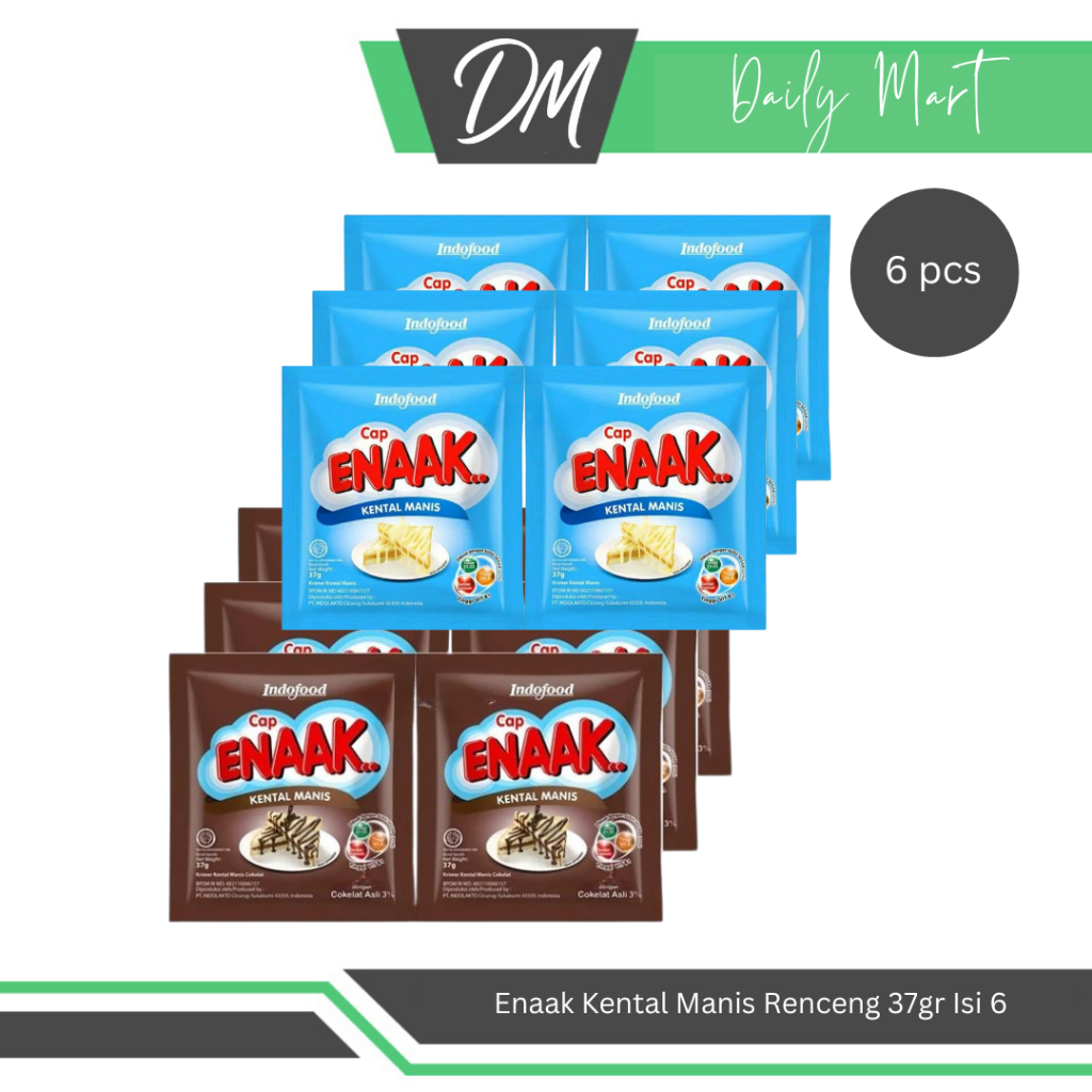 

Cap Enaak Kental Manis Renceng 37gr Isi 6 Sachet Rasa Original/Vanilla - Susu Kental Manis Premium Enak Murah Bergizi