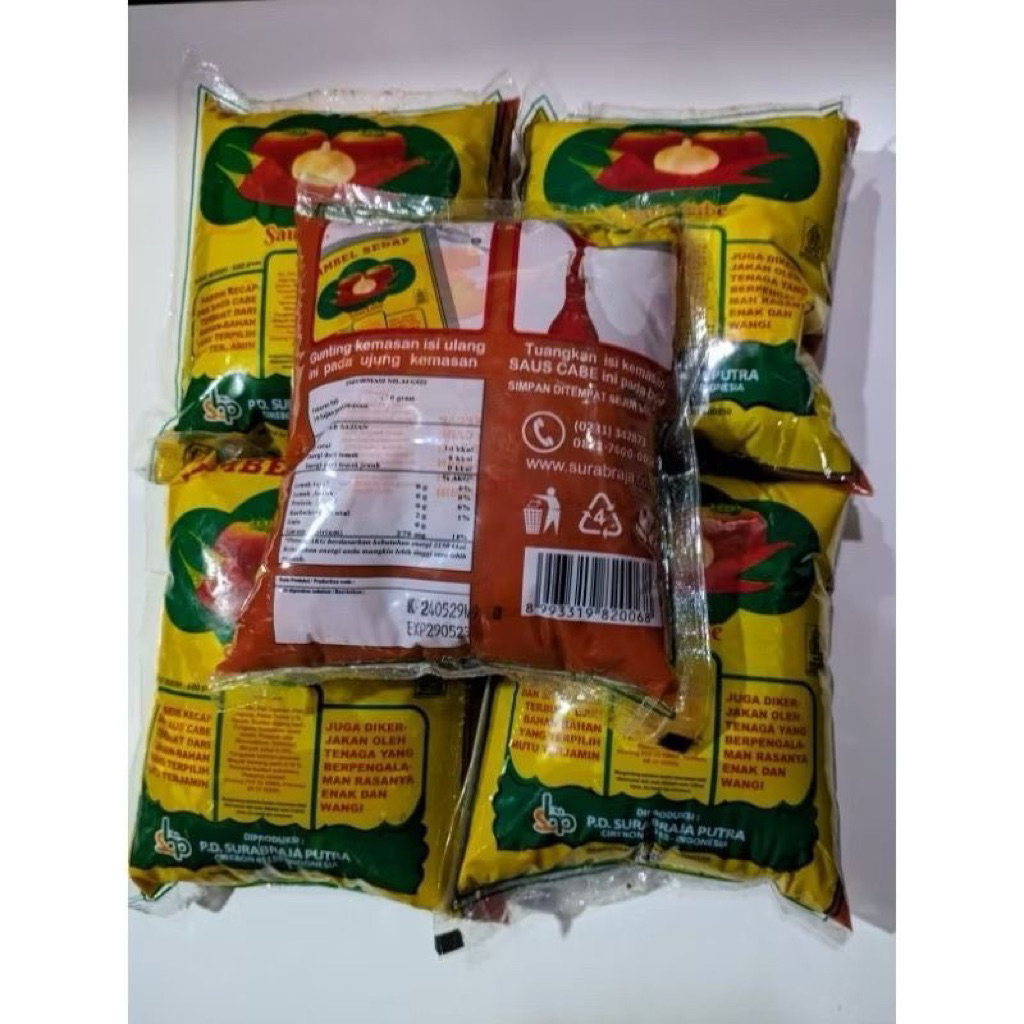 

Saus Sambal Sedap Surabraja Saos Bantal 600 gram - Mie Ayam Bakso