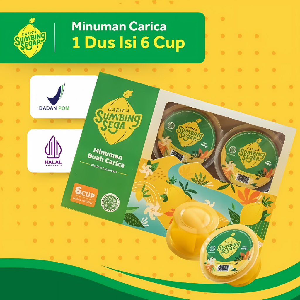 

Carica Sumbing Segar Khas Dieng - 1 Dus isi 6 Cup 120 Gram / Minuman Manisan Pepaya