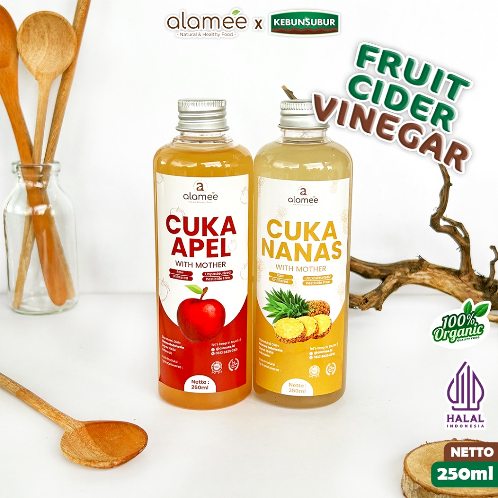 

alamee cuka murni 250 ml tanpa bahan tambahan lain cuka apel cuka nanas organik kebunsubur