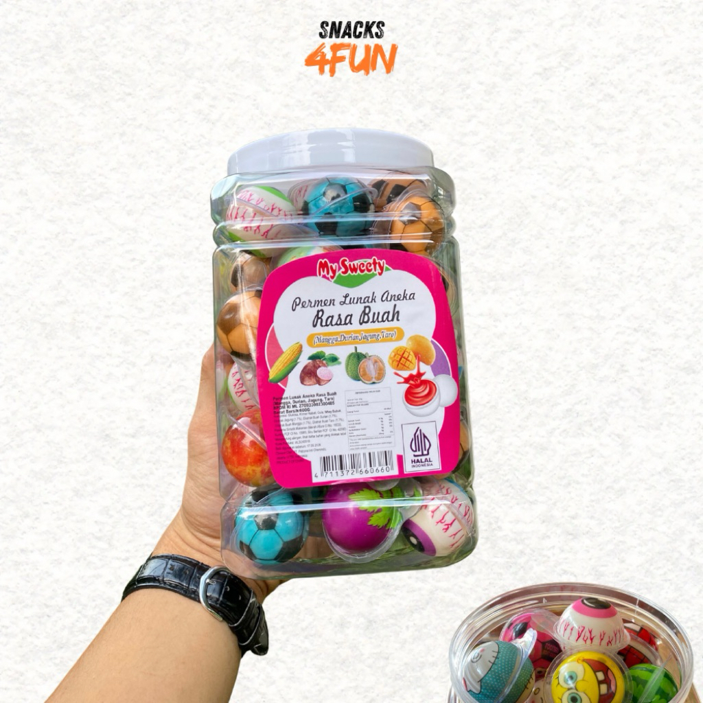 

Permen Lunak Gummy Bola Mata Karakter 1 toples isi 50pcs