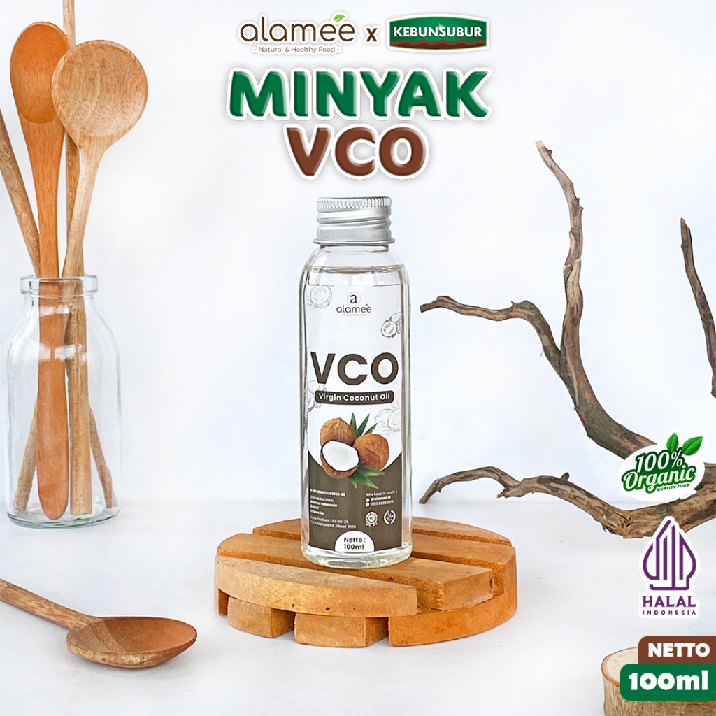 

ALAMEE Minyak Kelapa Murni Extra Virgin Coconut Oil VCO Asli Dapat Diminum Organik Masak Minum 100ml Kebunsubur